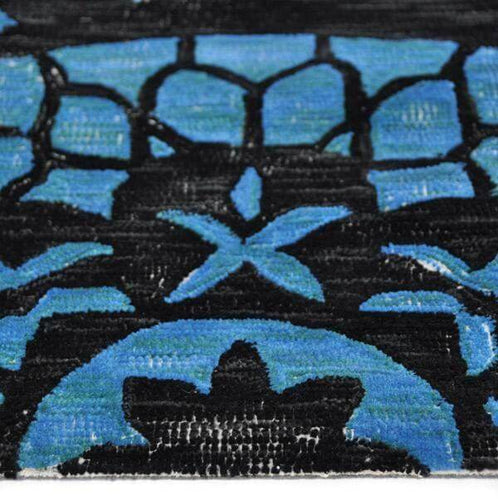 blauw zwart vloerkleed portmore 8657 zijkant