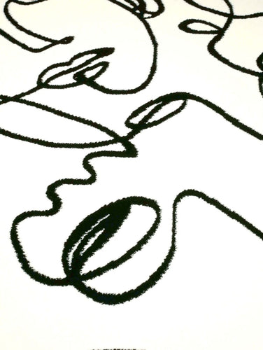 modern vloerkleed wit zwart heringi detail diagonaal